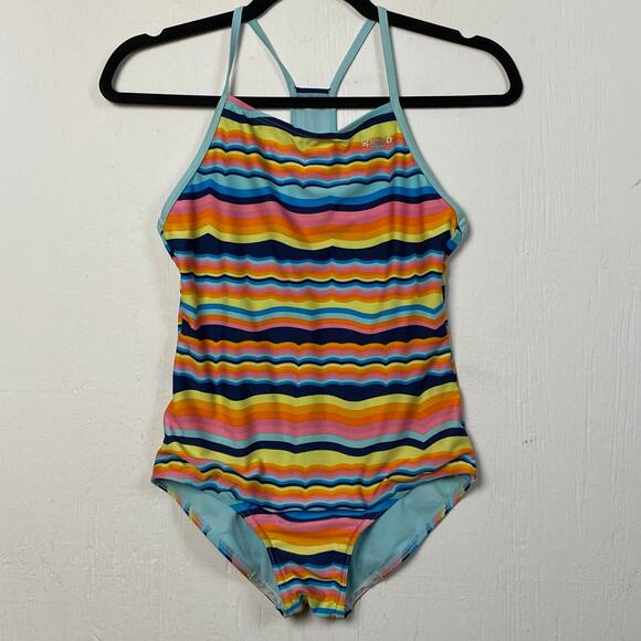 Speedo Girls Racerback Sport Splice One Piece Swimsuit Size XL - Picture 1 of 7